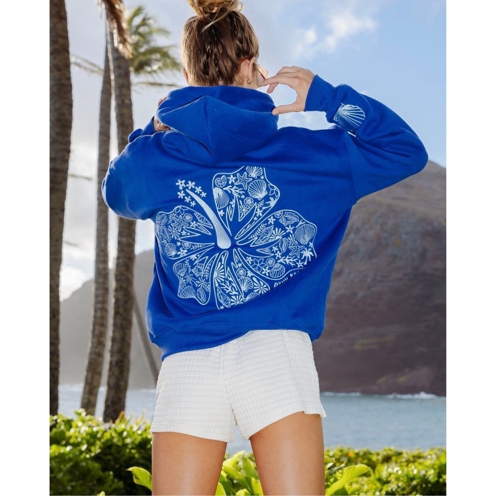 Pink Palm Puff Hoodie Royal Blue XS New Without Packaging